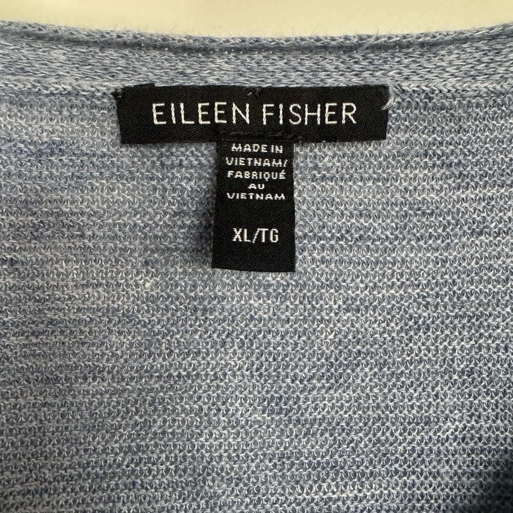 Eileen Fisher Classic Lightweight 100% Organic Linen Top In Soft Heather Blue XL - Picture 2 of 9